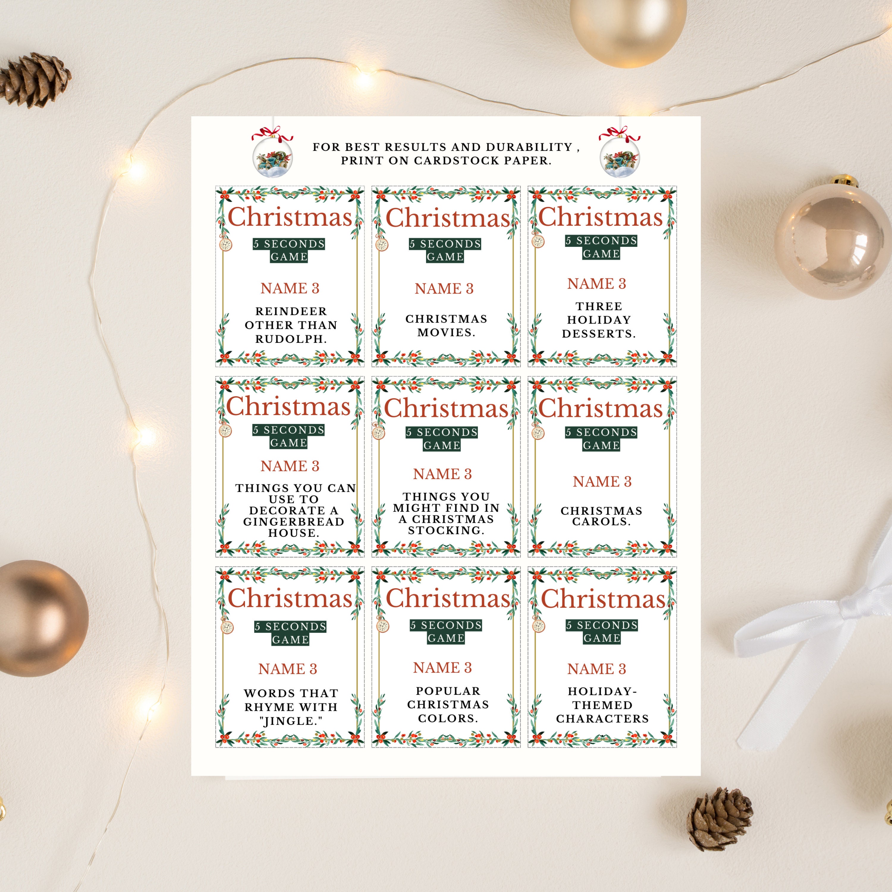 Printable Christmas Game Holiday Games Christmas Family Games Christmas