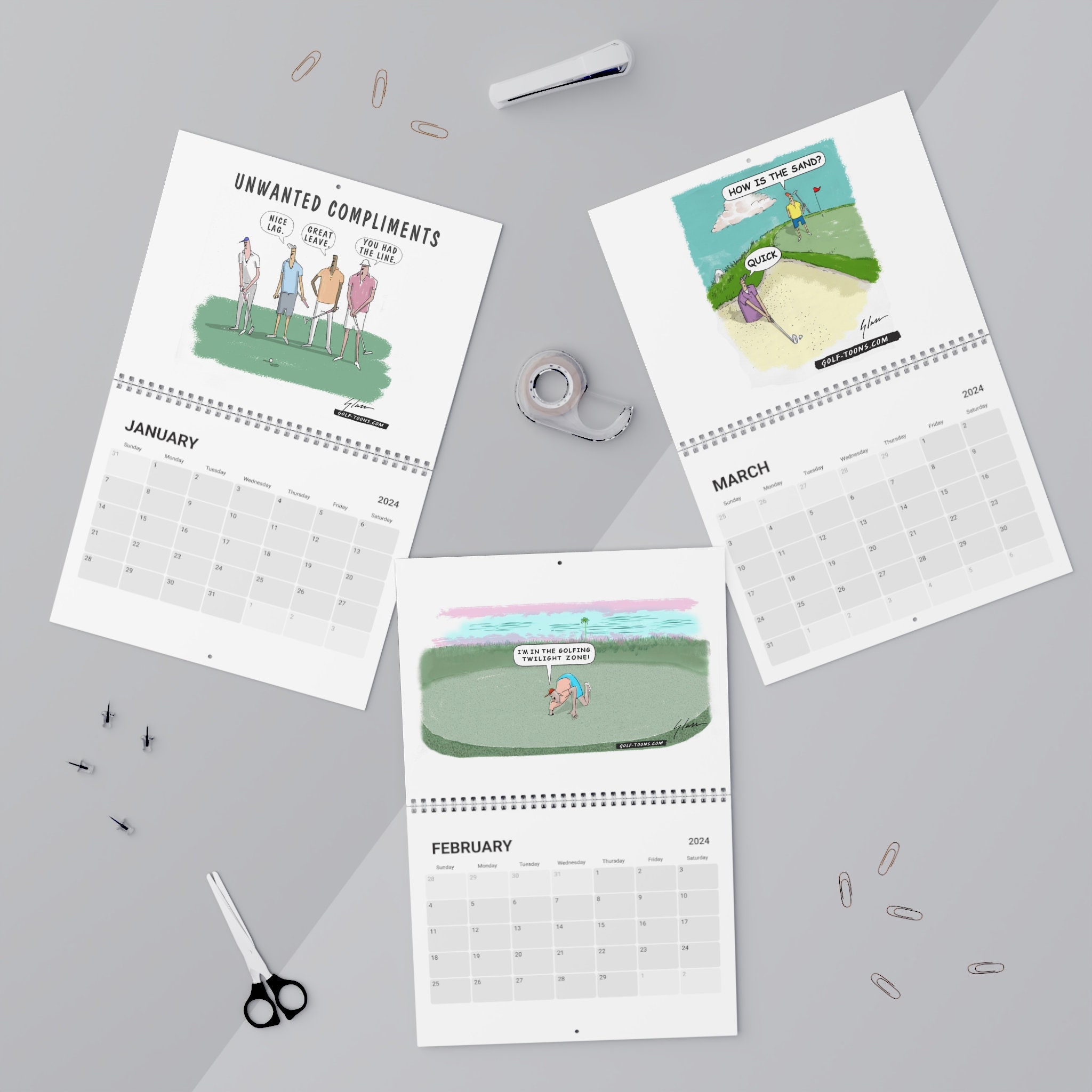 Golf Calendar 2024, Golf Wall Calendar, Funny Golf Calendar 2024 sold