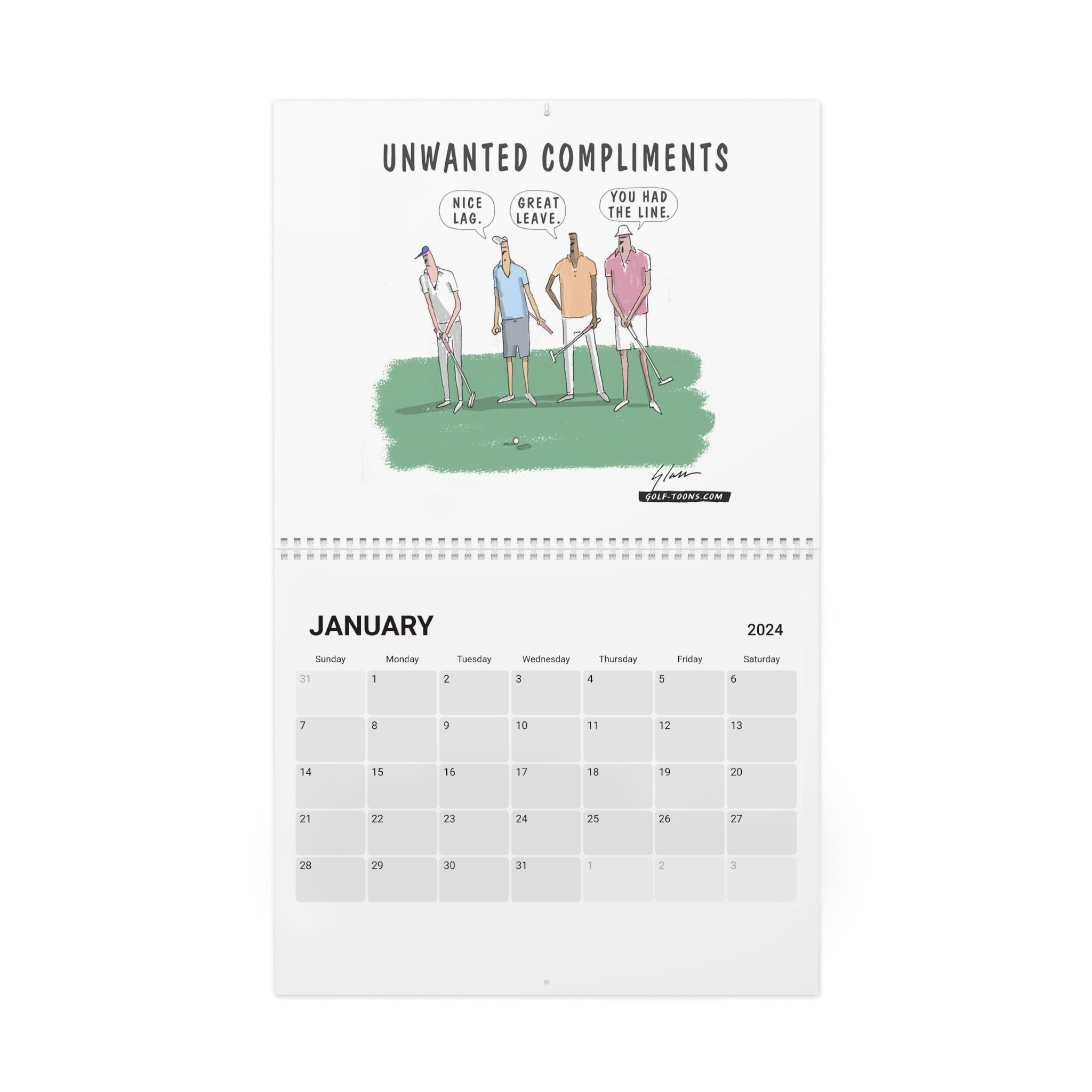 Golf Calendar 2024, Golf Wall Calendar, Funny Golf Calendar 2024 sold