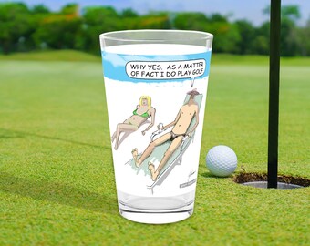 Golfing Gift Glass, Funny Golf Beer Glass Gift, Play Golf Gift, Golf Lover Gift, Golf Addict Gift, Gift for Golfer, Golfing Dad, Golf Mom,