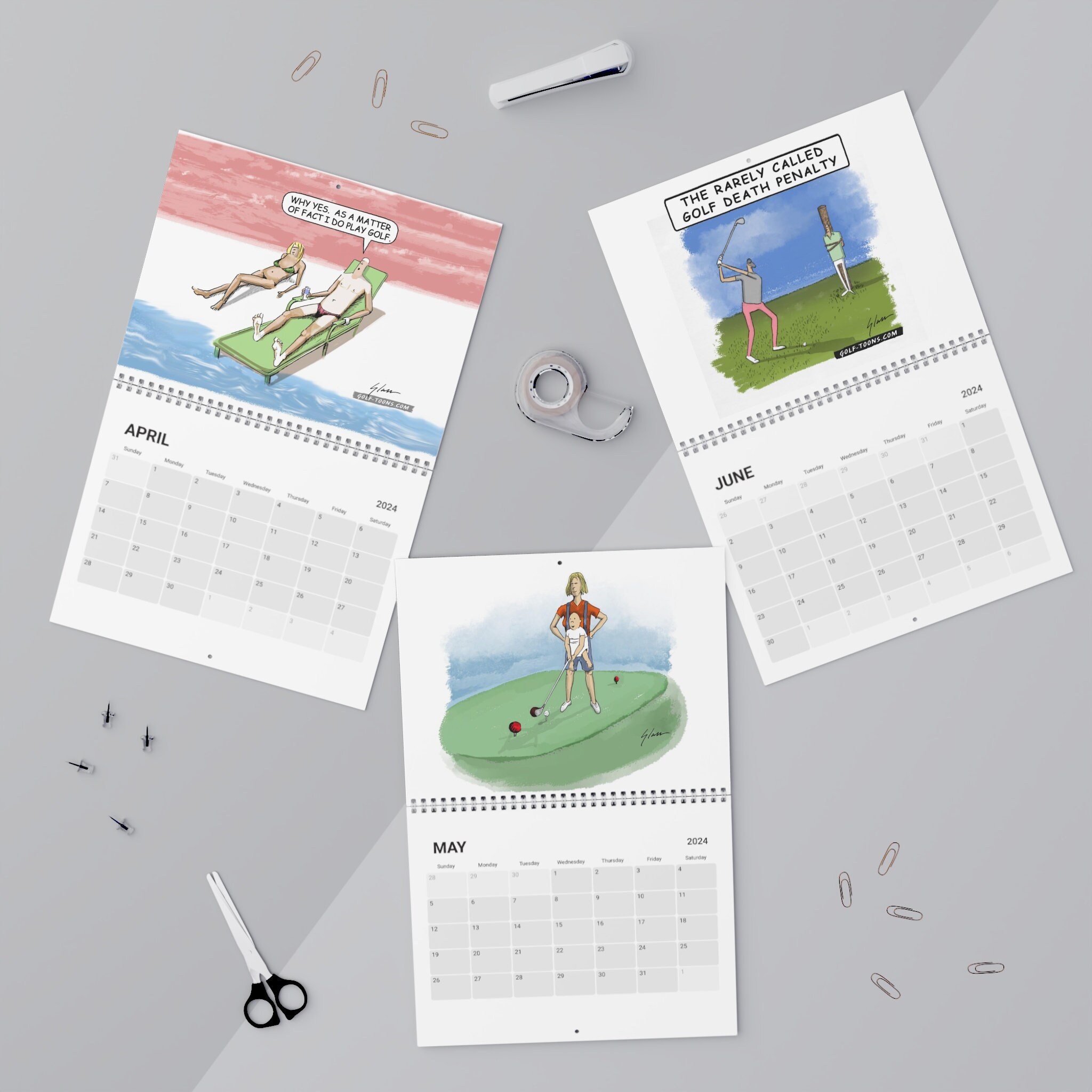 Golf Calendar 2024, Golf Wall Calendar, Funny Golf Calendar 2024 sold