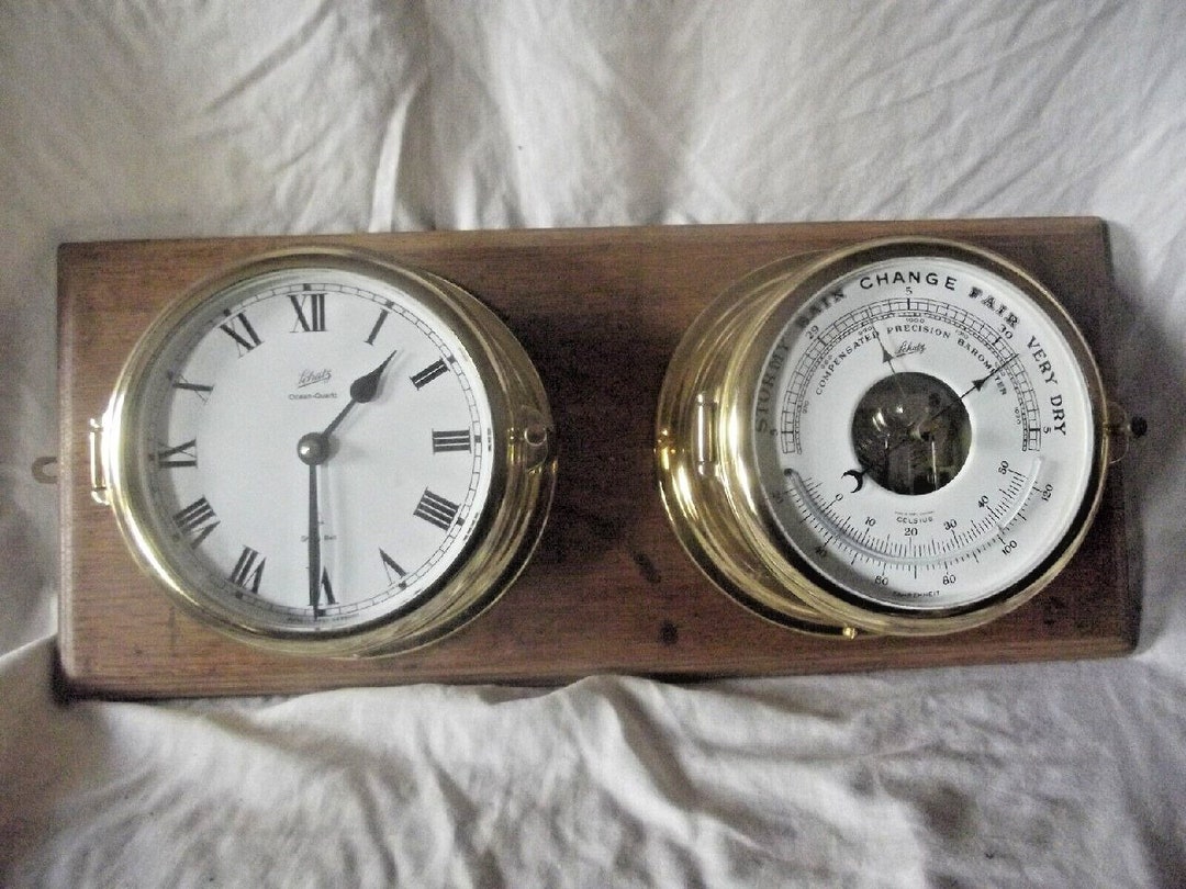 A Combination Barometer & Thermometer With a Ship Spell Clock Etsy