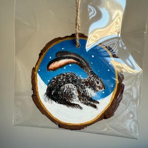 Hand painted wood slice | Animals | Acrylic Paints | Hare | Rabbit