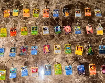 anime Earrings resin Pokemonn card  kawaii cute  holographic glitter gamer jewelry accessories video games gift gamer nerdy fun present
