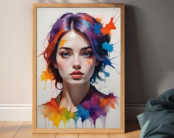 Colorful Women | Women | Portrait | Digital Art Print | Wall Art | AI Generated | AI Art | Digital Download | Home Decor | Printable Art