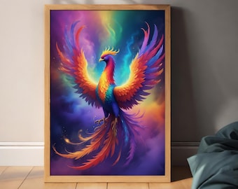 Misty Phoenix | Mystic | Phoenix | Digital Art Print | Wall Art | AI Generated | AI Art | Digital Download | Home Decor | Printable Art