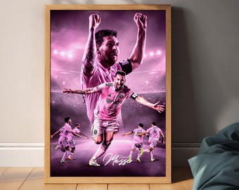 Messi Poster,Messi Football Print, Sports Poster, Football Poster, Soccer Wall Art Gift, Sports Bedroom decor gift,Football PNG