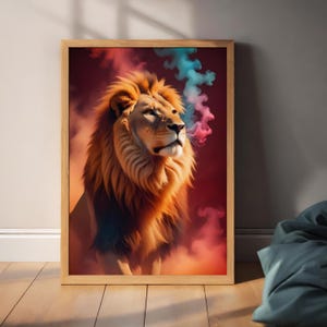 Misty Lion | Animal | Lion | Digital Art Print | Wall Art | AI Generated | AI Art | Digital Download | Home Decor | Printable Art