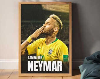 Neymar Poster,Neymar Football Print, Sports Poster, Football Poster, Soccer Wall Art Gift, Sports Bedroom decor gift,Football PNG