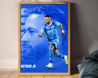 Neymar Poster,Neymar Football Print, Sports Poster, Football Poster, Soccer Wall Art Gift, Sports Bedroom decor gift,Football PNG