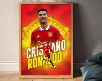 Cristiano Ronaldo Poster, Ronaldo Football Print, Sports Poster, Football Poster, Soccer Wall Art Gift, Sports Bedroom decor gift