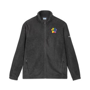 Unisex LGBTQ Columbia Fleece Jacket with Colorful Embroidery, Cozy Jacket, Outdoor Gear, Perfect for All Seasons, Casual Wear