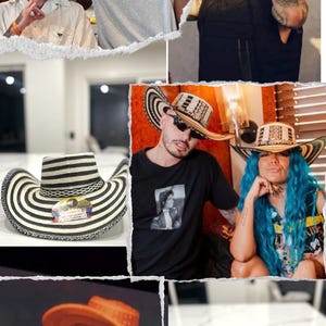 Sombrero Vueltiao Colombian Hat – Beige/ Black color, FIFA must have & Karol G Inspired Outfit