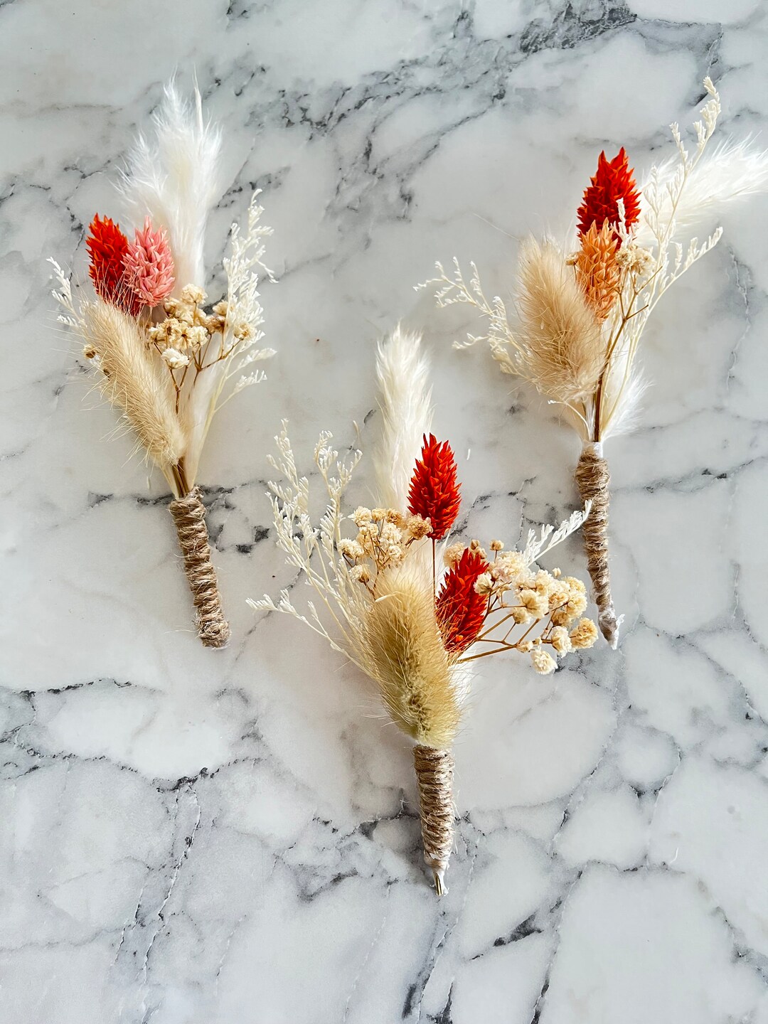 Boho Wedding Boutonniere, Pampas Grass Boutonniere, Dried Grasses and