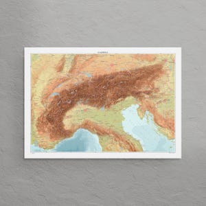 Alps map print: decorative topographic map in A1/A2 size