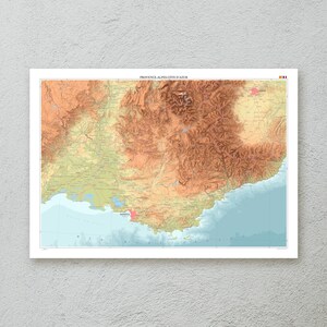 Impression de carte Provence-Alpes-Côte d'Azur (France) — art mural carte topographique décorative au format A1/A2 — Oeuvre d'art cartographique premium à offrir en voyage