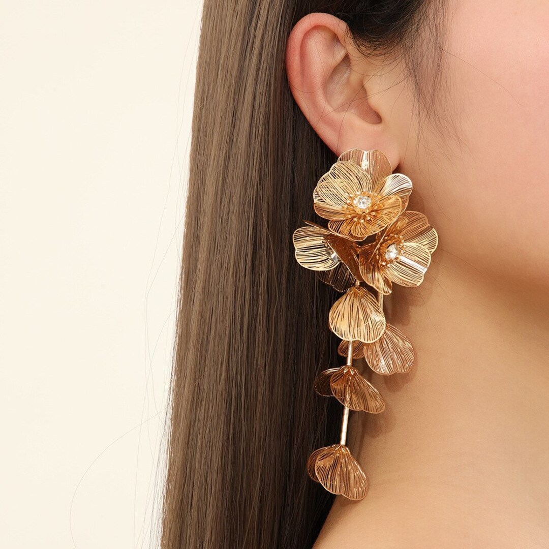 Flower Tassel Chandelier Earrings Drop Floral Earrings Etsy