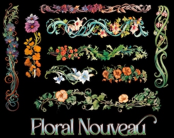 Clipart floreale in stile Art Nouveau unico