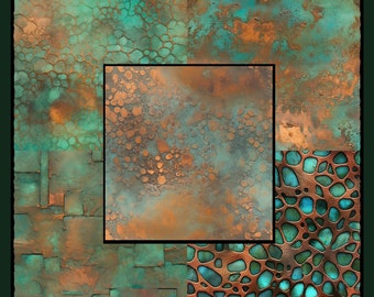 Verdigris Copper Textures & Clipart: Seamless Tile Designs (Digital Download)