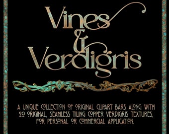Verdigris koppartexturer och clipart: Sömlösa kakeldesigner (digital nedladdning)