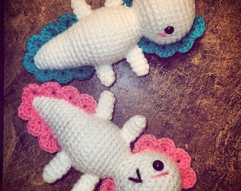 Ajolote de ganchillo, ajolote amigurumi, anfibio hecho a mano