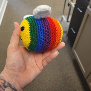Crochet bee, pride bee, rainbow bee, colorful bee, handmade bee