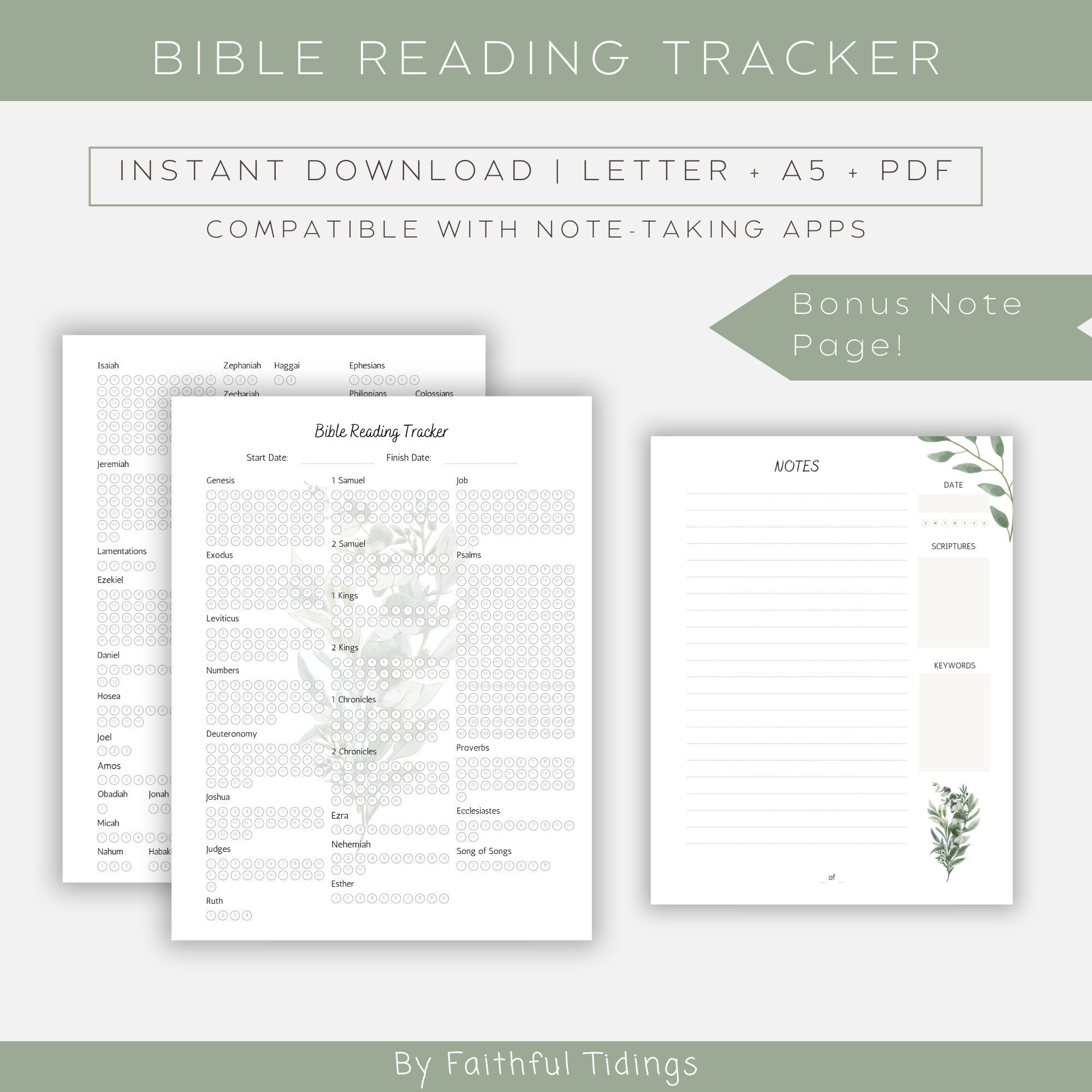 Printable Bible Reading Tracker Printable Journal Inserts