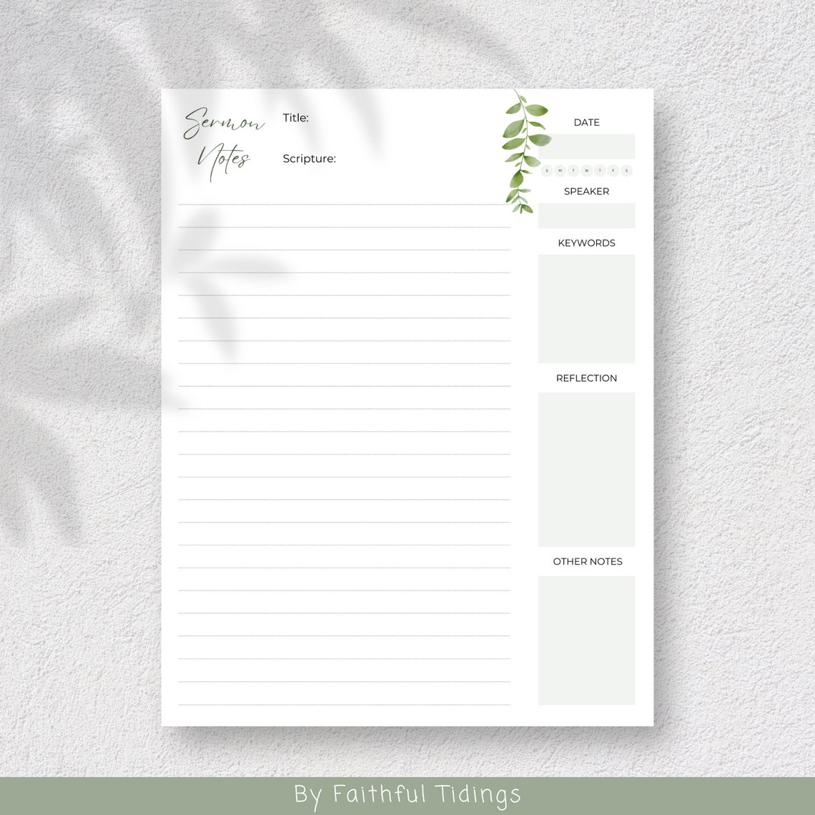 Printable Sermon Notes Template | Printable Journal Inserts ...