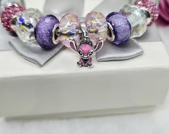 Charme inspiré ou bracelet complet compatible Pretty Pink Alien/Pandora/S925
