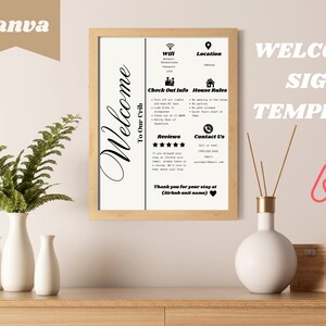 Signo de bienvenida de Airbnb/ Signo de bienvenida/ Plantilla Canva / Alquiler de vacaciones / Alquiler a corto plazo /