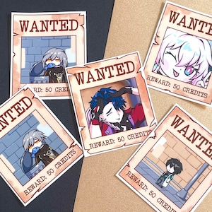 Wanted-posterstickers - onofficiële Honkai Star Rail-merchandise