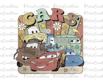 Coches Retro Png, Coches Png, Coches Florales Png, Rayo McQueen Png, Diseño de Sublimación de Coches Png, Sólo Png, Archivo Digital, Descarga Instantánea