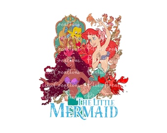 Retro kleine Meerjungfrau PNG, kleine Meerjungfrau Png, Afroamerikaner kleine Meerjungfrau Clipart, Meerjungfrau Clipart, Meerjungfrau Hemd Png, nur Png