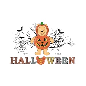 Winnie The Pooh Halloween Png, Winnie The Pooh Svg, Winnie Halloween Pumpkin Png, Winnie Halloween Sublimation, Spooky Png, Trick Or Treat