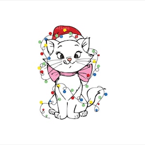 Kerst aristokatten png, kerstverlichting SVG, Marie SVG, kerstmis Marie, kerst kat png, Marie shirt SVG, schattige kat png, digitaal bestand