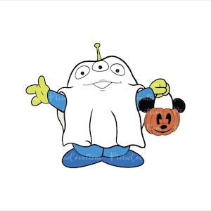 Toy Story Alien Halloween Png, Spooky Alien Svg, Ghost Alien Png, Trick Or Treat Svg, Spooky Vibes Png, Toy Story Halloween Png