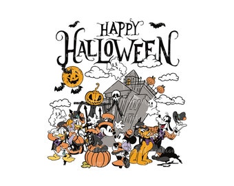 Mouse And Friends Happy Halloween Png, Halloween Png, Mickey Halloween Png, Trick Or Treat Png, Spooky Vibes Png, Halloween Only Png