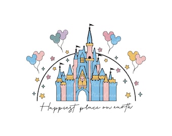 Happiest Place On Earth Png Svg, Magical Castle Floral Svg, Magic Kingdom Png, Family Vacation Png, Family Shirt Png, Vintage Kingdom Png