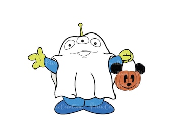 Toy Story Alien Halloween Png, Spooky Alien Svg, Ghost Alien Png, Trick Or Treat Svg, Spooky Vibes Png, Toy Story Halloween Png