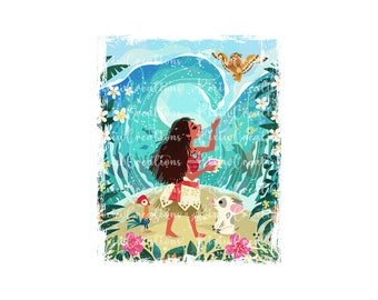 Retro Moana Pua and Heihei Png, Heihei Png, Pua Png, Retro Moana Png, Moana Png, Moana Shirt Png, Instant Download, Digital File, Only Png