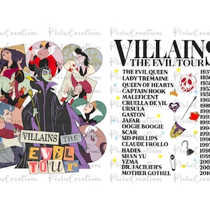 Villains Eras Tour Png, Villains Evil Tour Sublimation Png, Concert Music Design, Maleficent, Ursula, Evil Queen, Png Digital Download