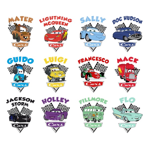 Pakiet Cars PNG, Pakiet Cars SVG, Cars PNG, Cars SVG, Cricut SVGS, Sublimacja Cars, Urodziny Cars, Pakiet projektów koszulek Cars, Plik cyfrowy