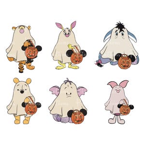 Winnie The Pooh Halloween Characters Png, Separate Character Files, Winnie The Pooh Svg, Winnie Halloween Png, Spooky Png, Trick Or Treat