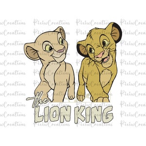 May include: The Lion King cartoon characters Simba and Nala, with the text "The Lion King" below them.