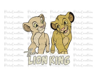 May include: The Lion King cartoon characters Simba and Nala, with the text "The Lion King" below them.