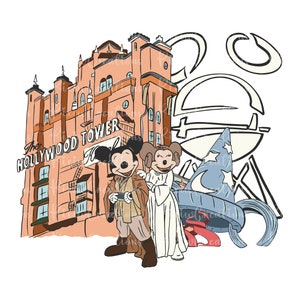 Mouse and Friends Hollywood Tower Png, Family Vacation Svg, Family Trip Svg, Vacay Mode Png, Mickey Png, Mouse Hollywood Png, Digital File