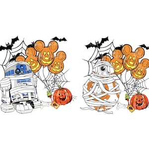 R2-D2 And BB-8 Mummy Halloween Png, Star Wars Halloween Shirt, Star Wars Mickey Scary Balloon Halloween Svg, Star Wars Halloween Png, Mummy