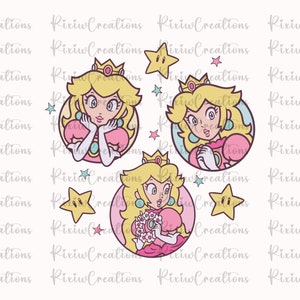 Prinzessin Peach svg, Prinzessin Peach Png, Design für Shirt, Super Mario SVG, Digital Mario, Super Mario Design Png, Super Mario svg