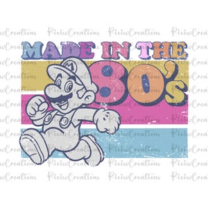 Super Mario 80s Retro Png, Super Mario Clipart, Printable Mario Png, Digital Mario, Super Mario Design Png, Super Mario Png, Digital File