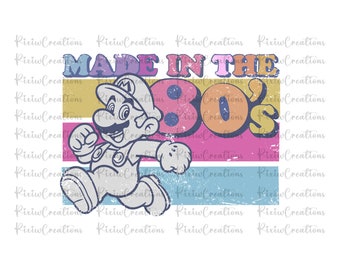 Super Mario 80s Retro Png, Super Mario Clipart, Printable Mario Png, Digital Mario, Super Mario Design Png, Super Mario Png, Digital File